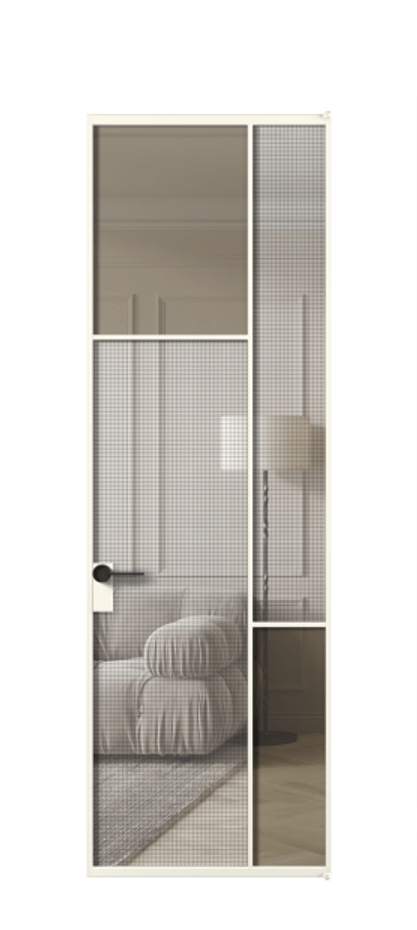 Межкомнатная дверь Mosaic АЛПЛ041.10 Алюминий жемчужный Mesh silver + Бронза прозрачное триплекс Цена 7880 #CURRENCY# | Volhovec