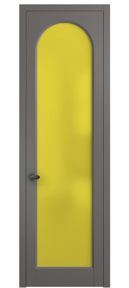 Межкомнатная дверь Палаццо 6804 Матовый классический серый Сатинированное жёлтое стекло, триплекс Цена 5100 AZE | Volhovec