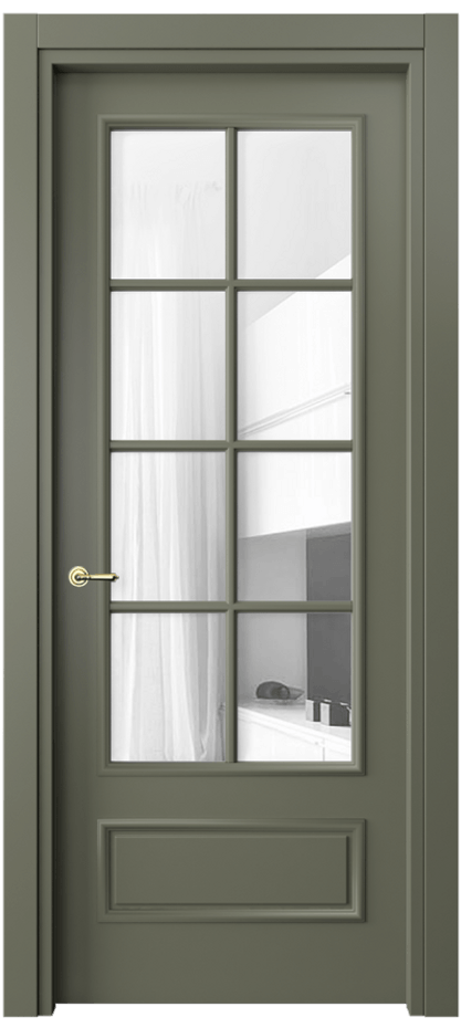 Дверь межкомнатная Paris 8112 Матовый оливковый тёмный Прозрачное стекло, 4 мм Гладкий наличник МОТ Цена 3770 AZE Наличники уже входят в базовый комплект. Фабрика дверей Волховец 8 (800) 551 43 19 Межкомнатная дверь Paris 8112 Матовый оливковый тёмный Прозрачное стекло, 4 мм Цена 3770 AZE| Volhovec