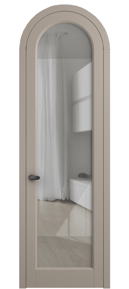 Межкомнатная дверь Палаццо 6814 Матовый бисквитный Рефлективное прозрачное стекло "Стопсол", калёное Цена 7100 AZE | Volhovec