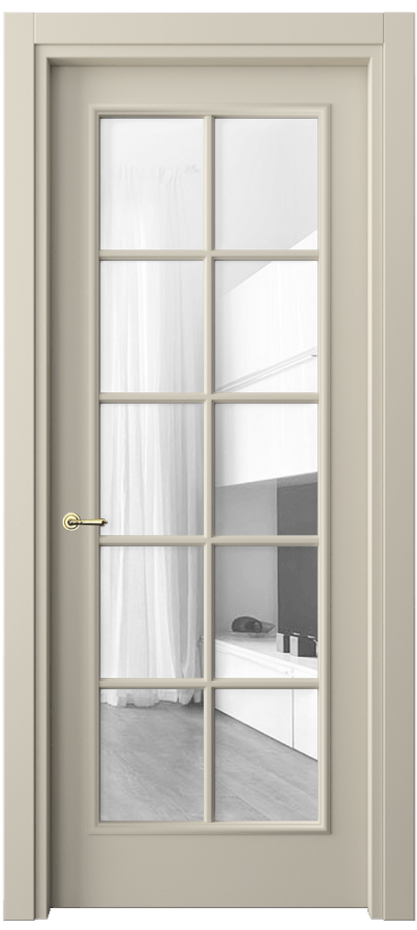 Межкомнатная дверь Париж 8102 Матовый бежево-серый Прозрачное стекло Цена 3220 AZE| Volhovec