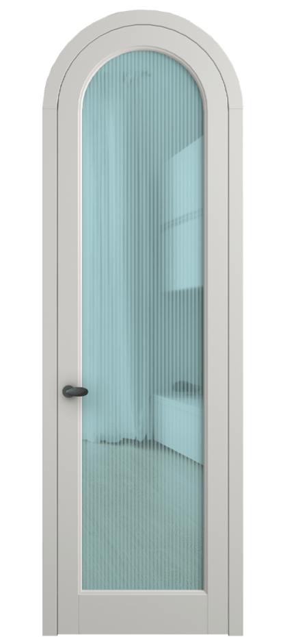 Межкомнатная дверь Палаццо 6814 Матовый серый Рифлёное голубое стекло "Мору", триплекс Цена 6900 AZE | Volhovec