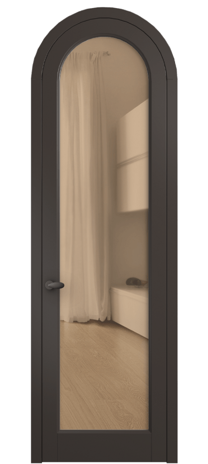 Межкомнатная дверь Палаццо 6814 Матовый антрацит Прозрачное оранжевое стекло, триплекс Цена 6500 AZE | Volhovec