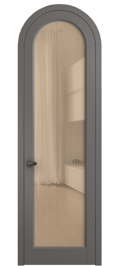 Межкомнатная дверь Палаццо 6814 Матовый классический серый Рифлёное оранжевое стекло "Мору", триплекс Цена 6900 AZE | Volhovec