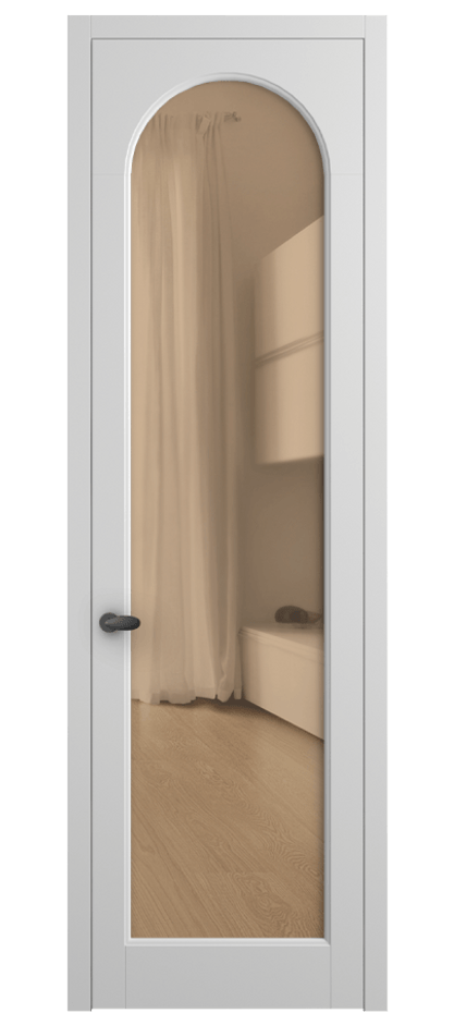 Межкомнатная дверь Палаццо 6804 Матовый белоснежный Прозрачное оранжевое стекло, триплекс Цена 5100 AZE | Volhovec