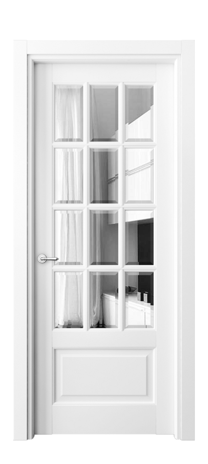 Межкомнатная дверь Тоскана Грильято 6313 Матовый белоснежный Двустороннее зеркало с фацетом, триплекс Цена 6200 AZE | Volhovec