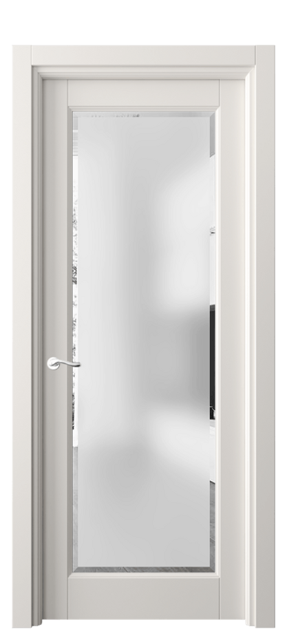 Межкомнатная дверь Lignum 0700 Бук пудровый белый Сатинированное стекло с фацетом, 6 мм Цена 3910 AZE | Volhovec