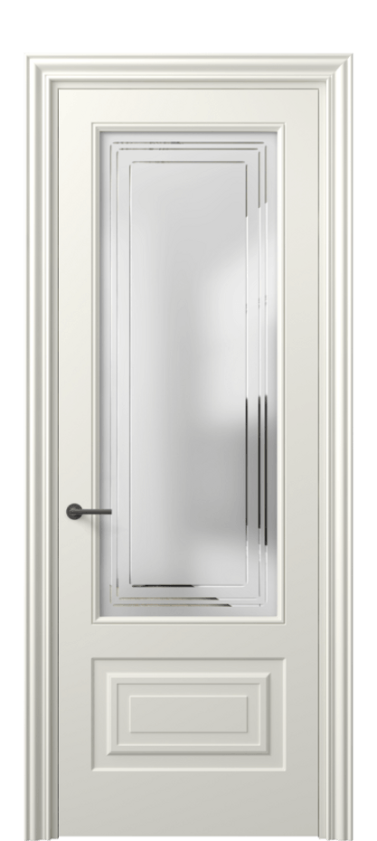 Межкомнатная дверь Mascot 8442 Матовый жемчужный Сатинированное стекло с гравировкой "Грани", триплекс, 7 мм Цена 3240 AZE | Volhovec