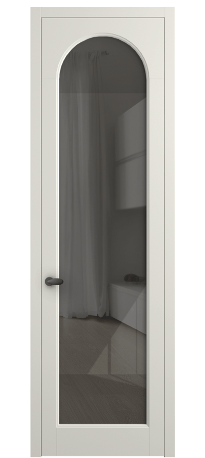 Межкомнатная дверь Палаццо 6804 Матовый жемчужный Рефлективное серое стекло "Стопсол", калёное Цена 5500 AZE | Volhovec