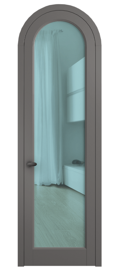 Межкомнатная дверь Палаццо 6814 Матовый классический серый Прозрачное голубое стекло, триплекс Цена 6500 AZE | Volhovec