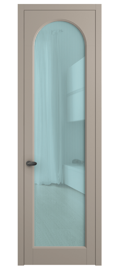 Межкомнатная дверь Палаццо 6804 Матовый бисквитный Рифлёное голубое стекло "Дюна", триплекс Цена 5400 AZE | Volhovec