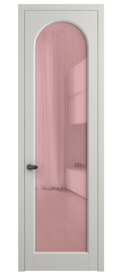 Межкомнатная дверь Палаццо 6804 Матовый серый Рифлёное розовое стекло "Мору", триплекс Цена 5500 AZE | Volhovec