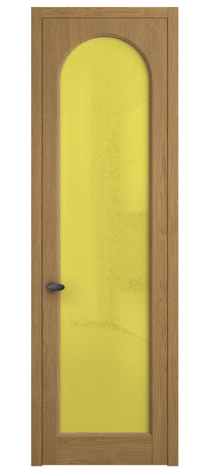 Межкомнатная дверь Палаццо 6804 Дуб солнечный матовый Фактурное жёлтое стекло "Лёд", триплекс Цена 8300 AZE | Volhovec