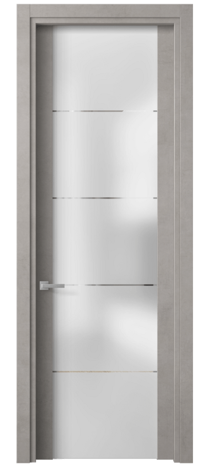 Межкомнатная дверь Планум 4114 Леон серебро Сатинированное стекло с гравировкой «КВАДРО», триплекс Цена 2350 AZE | Volhovec