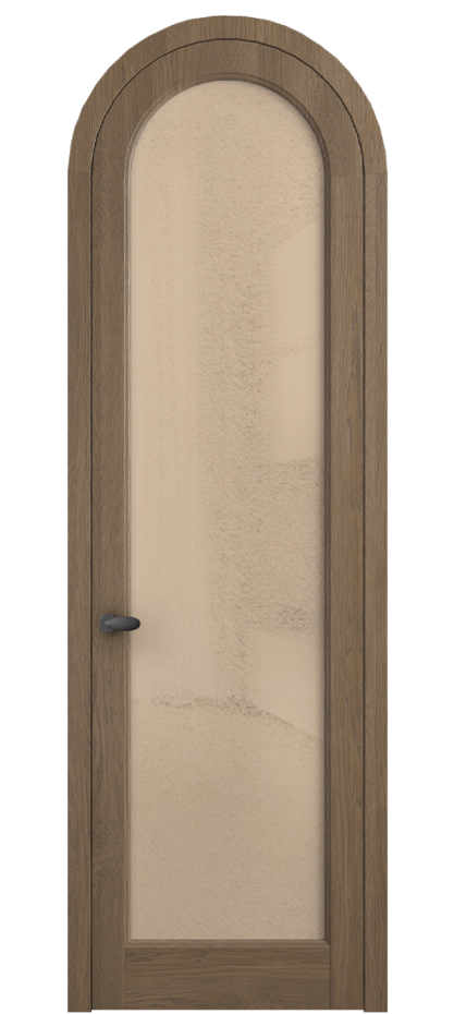 Межкомнатная дверь Palazzo 6814 Дуб джутовый матовый Фактурное оранжевое стекло "Лёд", триплекс Цена 212349 ₽ | Volhovec