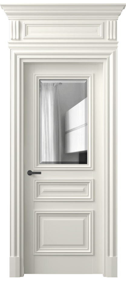 Межкомнатная дверь Антик 7304 Матовый жемчужный Двустороннее зеркало с фацетом, триплекс Цена 8721 AZE | Volhovec