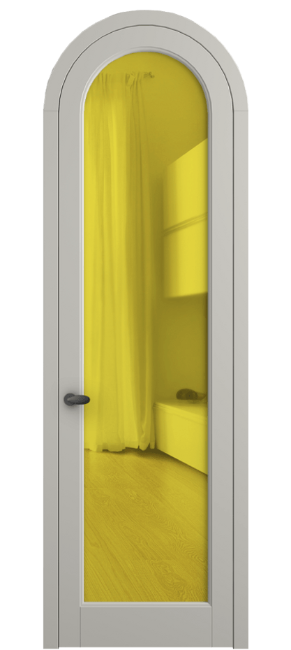 Межкомнатная дверь Палаццо 6814 Матовый тёплый серый Прозрачное жёлтое стекло, триплекс Цена 6500 AZE | Volhovec