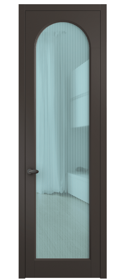 Межкомнатная дверь Палаццо 6804 Матовый антрацит Рифлёное голубое стекло "Мору", триплекс Цена 152920 сом | Volhovec