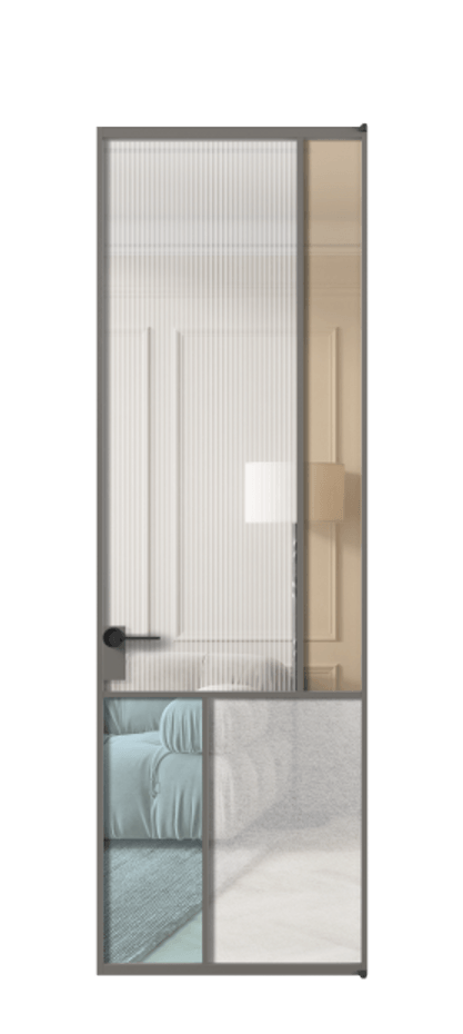 Межкомнатная дверь Mosaic АЛПЛ041.21 Алюминий классический серый Комбинация стекол Группы 1 и Группы 3 Цена 8660 AZE | Volhovec