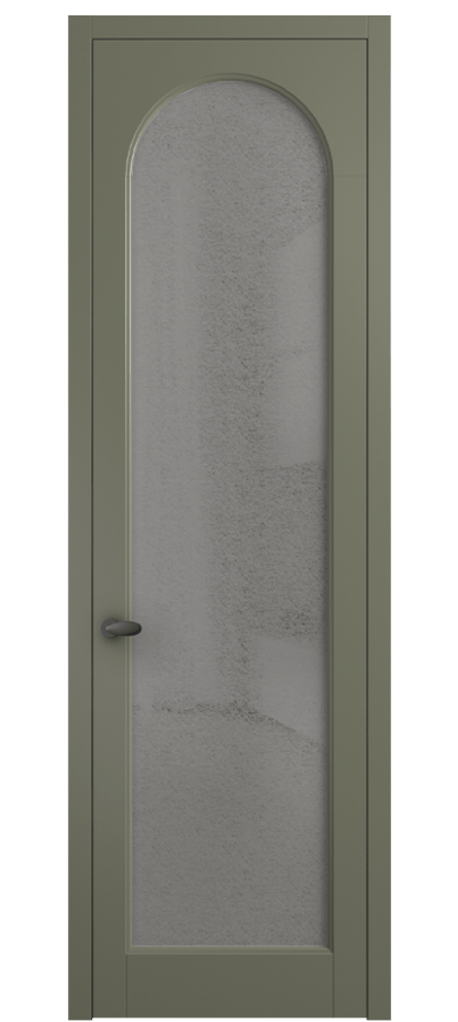 Межкомнатная дверь Палаццо 6804 Матовый оливковый тёмный Фактурное серое стекло "Лёд", триплекс Цена 5400 AZE | Volhovec