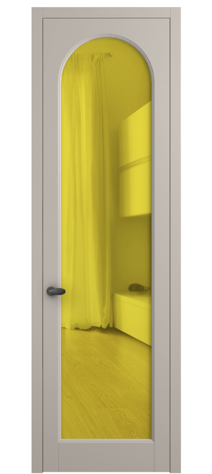 Межкомнатная дверь Палаццо 6804 Матовый светло-бежевый Прозрачное жёлтое стекло, триплекс Цена 5100 AZE | Volhovec