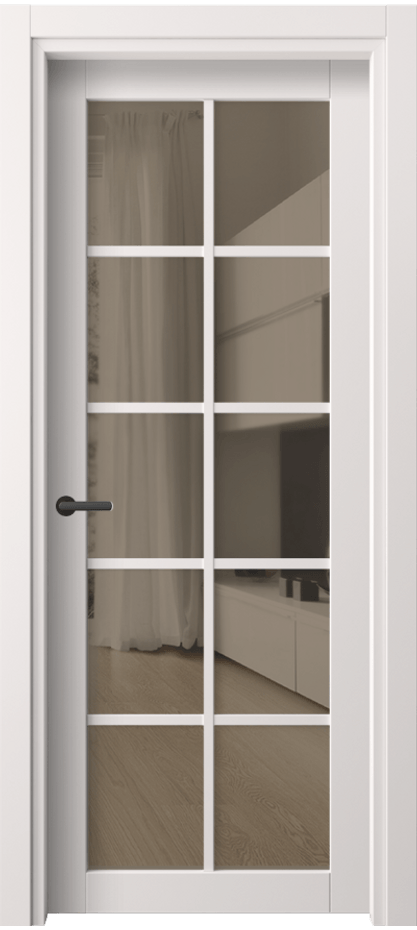 Межкомнатная дверь Нео 2106 ПЭТ кремово-серый Прозрачное бронзовое стекло, триплекс Цена 600 AZE | Volhovec