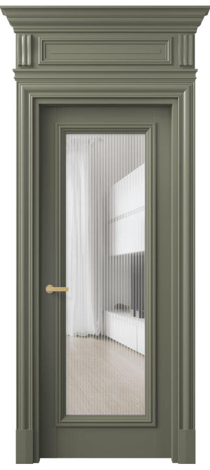 Межкомнатная дверь Антик 7300 Матовый оливковый тёмный Рифлёное стекло "Мору", триплекс Цена 8890 AZE | Volhovec