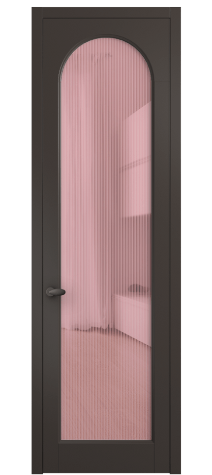 Межкомнатная дверь Палаццо 6804 Матовый антрацит Рифлёное розовое стекло "Мору", триплекс Цена 5500 AZE | Volhovec