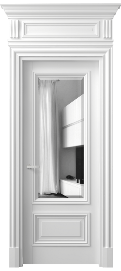 Межкомнатная дверь Антик 7306 Матовый белоснежный Двустороннее зеркало с фацетом, триплекс Цена 8721 AZE | Volhovec