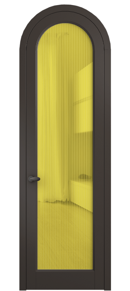 Межкомнатная дверь Палаццо 6814 Матовый антрацит Рифлёное жёлтое стекло "Moru", триплекс Цена 6900 AZE | Volhovec