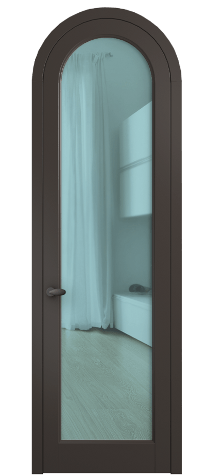 Межкомнатная дверь Палаццо 6814 Матовый антрацит Прозрачное голубое стекло, триплекс Цена 6500 AZE | Volhovec