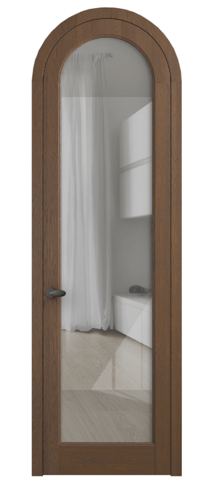 Межкомнатная дверь Палаццо 6814 Дуб каштановый матовый Рефлективное прозрачное стекло "Стопсол", калёное Цена 11200 AZE | Volhovec