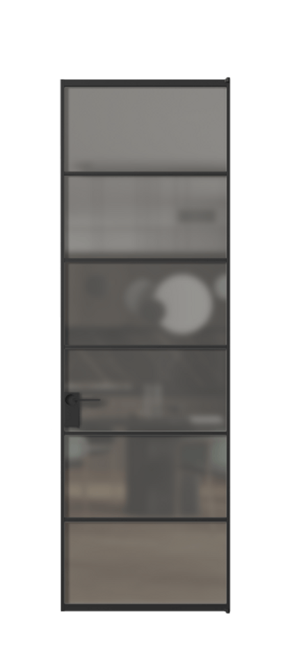 Алюминиевая дверь АЛПЛ040.04 Алюминий Черный Сатинированное серое стекло, триплекс Цена 7530  | Volhovec