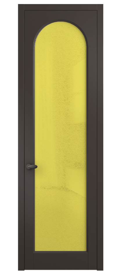 Межкомнатная дверь Палаццо 6804 Матовый антрацит Фактурное жёлтое стекло "Лёд", триплекс Цена 5400 AZE | Volhovec