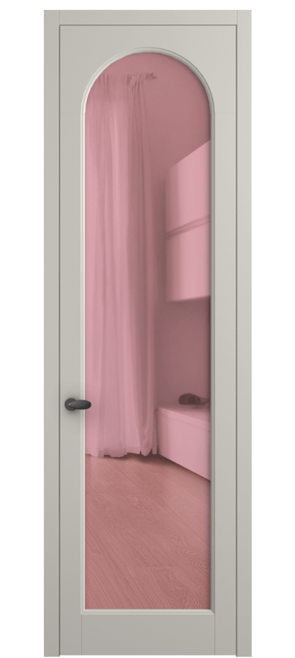 Межкомнатная дверь Палаццо 6804 Матовый облачно-серый Прозрачное розовое стекло, триплекс Цена 5100 AZE | Volhovec
