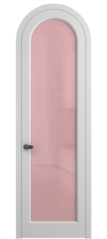 Межкомнатная дверь Палаццо 6814 Матовый белоснежный Фактурное розовое стекло "Лёд", триплекс Цена 6800 AZE | Volhovec