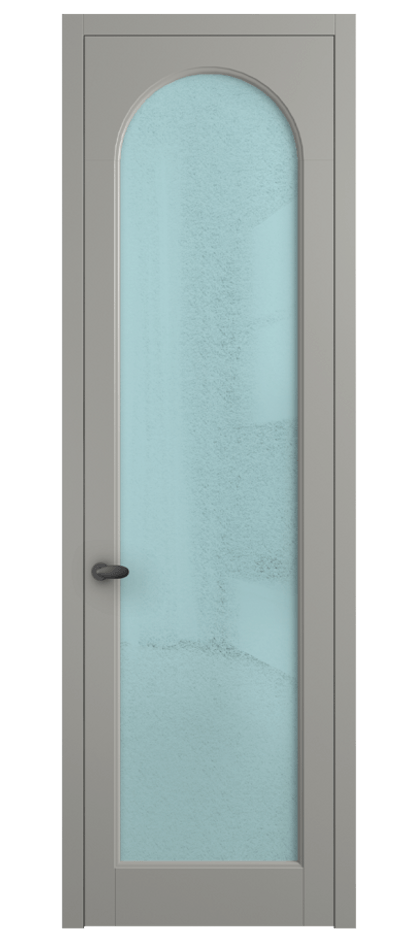 Межкомнатная дверь Палаццо 6804 Матовый нейтральный серый Фактурное голубое стекло "Лёд", триплекс Цена 5400 AZE | Volhovec
