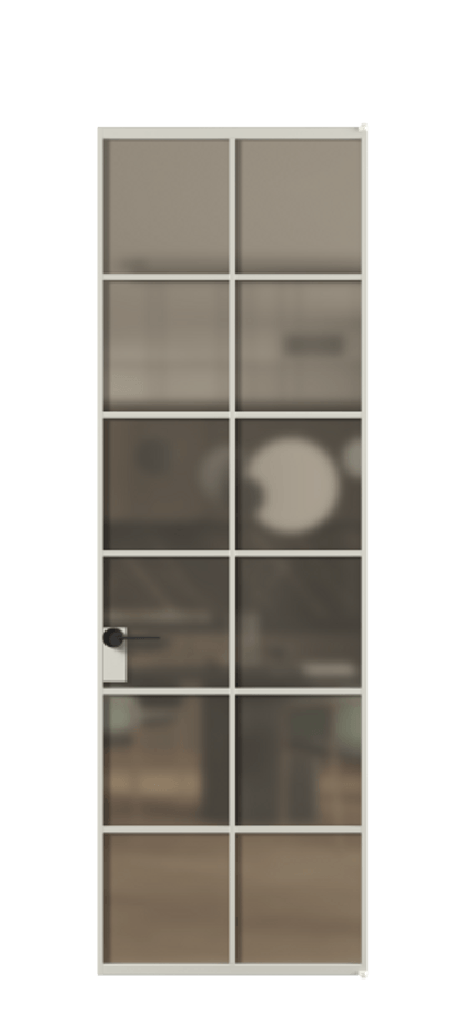 Алюминиевая дверь АЛПЛ040.05 Алюминий тёплый серый Сатинированное бронзовое стекло, триплекс Цена 6700  | Volhovec