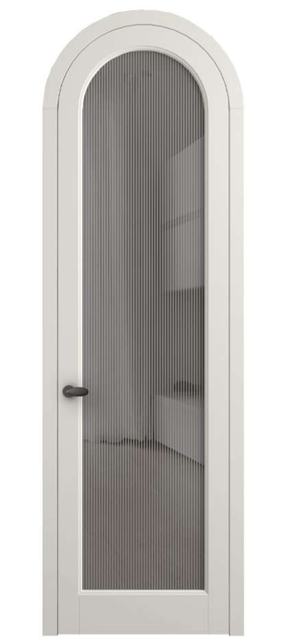 Межкомнатная дверь Палаццо 6814 Матовый жемчужный Рифлёное серое стекло "Дюна", триплекс Цена 6800 AZE | Volhovec