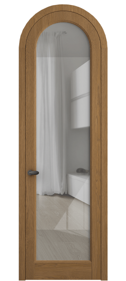 Межкомнатная дверь Палаццо 6814 Дуб пряный матовый Рефлективное прозрачное стекло "Стопсол", калёное Цена 11200 AZE | Volhovec