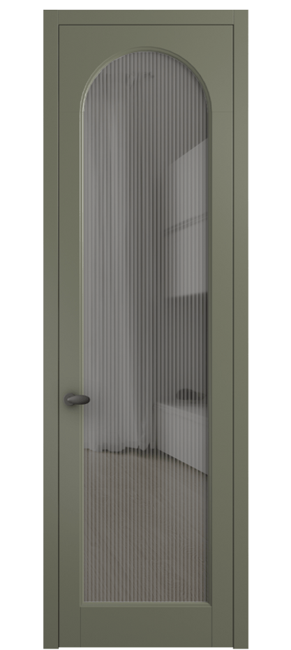 Межкомнатная дверь Палаццо 6804 Матовый оливковый тёмный Рифлёное серое стекло "Мору", триплекс Цена 5500 AZE | Volhovec