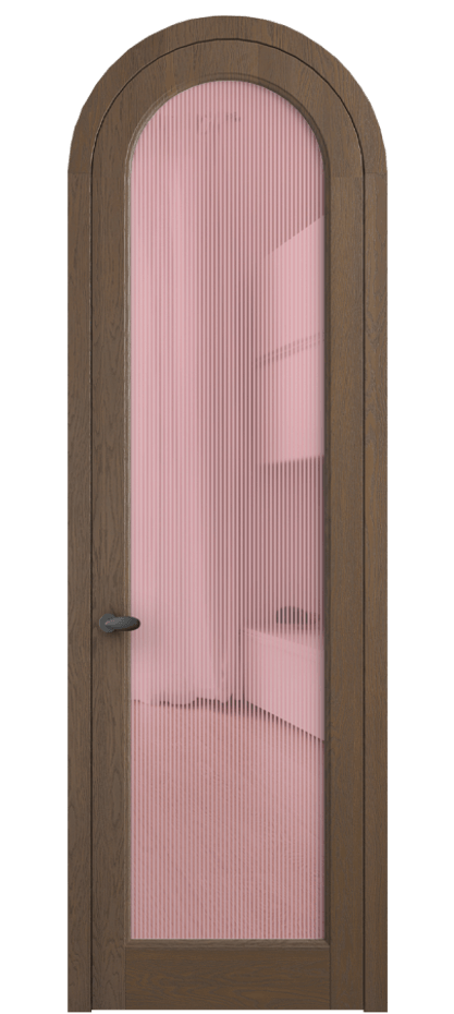 Межкомнатная дверь Палаццо 6814 Дуб туманный матовый Рифлёное розовое стекло "Дюна", триплекс Цена 11100 AZE | Volhovec