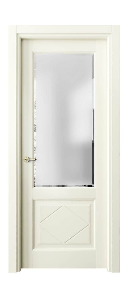 Межкомнатная дверь Toscana Rombo 6342 Бук молочно-белый Сатинированное стекло с фацетом Цена 3910 AZE | Volhovec