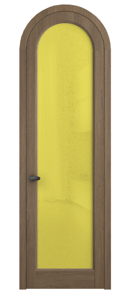 Межкомнатная дверь Палаццо 6814 Дуб джутовый матовый Фактурное жёлтое стекло "Лёд", триплекс Цена 11300 AZE | Volhovec