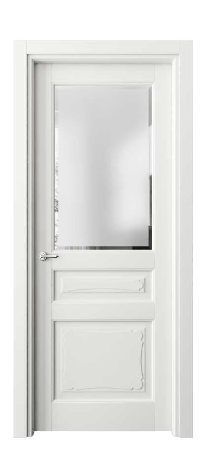 Межкомнатная дверь Тоскана Элегантэ 6324 Матовый серый Сатинированное стекло с фацетом Цена 5260 AZE | Volhovec