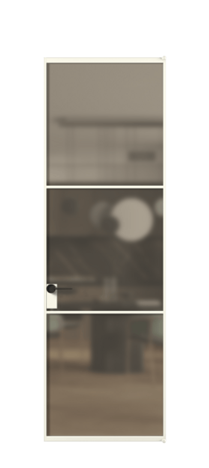 Алюминиевая дверь АЛПЛ040.03 Алюминий жемчужный Сатинированное бронзовое стекло, триплекс, 6 мм Цена 27484170  | Volhovec