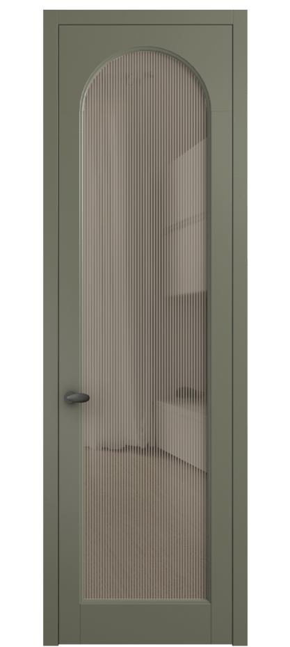 Межкомнатная дверь Палаццо 6804 Матовый оливковый тёмный Рифлёное бронзовое стекло "Дюна", триплекс Цена 5400 AZE | Volhovec