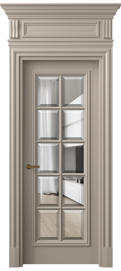 Межкомнатная дверь Антик 7310 Матовый бисквитный Прозрачное стекло с фацетом Цена 9470 AZE | Volhovec