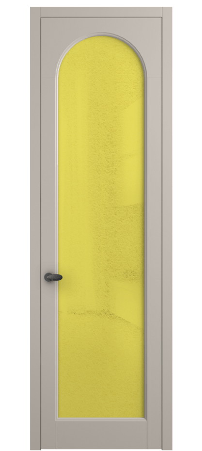 Межкомнатная дверь Палаццо 6804 Матовый светло-бежевый Фактурное жёлтое стекло "Лёд", триплекс Цена 5400 AZE | Volhovec
