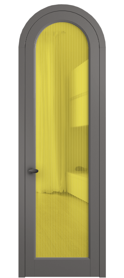 Межкомнатная дверь Палаццо 6814 Матовый классический серый Рифлёное жёлтое стекло "Moru", триплекс Цена 6900 AZE | Volhovec